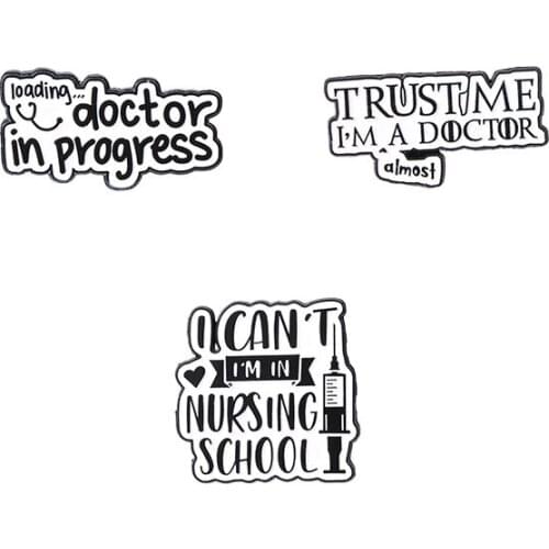 Creative Medical Hospital Brooches Fun Dialogue Doctor Nurse Enamel Pins Bag Lapel Badge Cartoon Jewelry Gift for Kids Friends