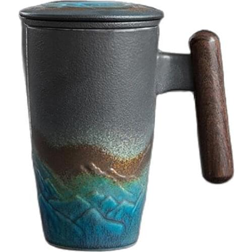 Large Capacity Mugs Ceramic with Lid Tea Cup Office Filter Tea Cup Kung Fu Handmade Mug Home Tea Accessories Friends Gift Set