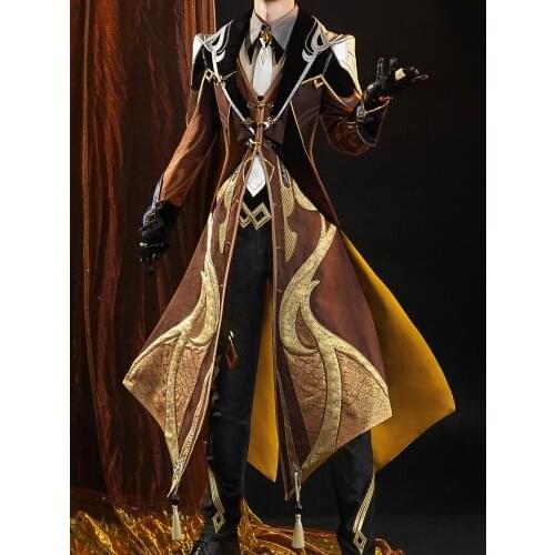 Anime Game Genshin Impact Liyue Harbor Zhongli Handsome Suit Uniform Gorgeous Cosplay Costume Halloween Men Free Shipping 2020