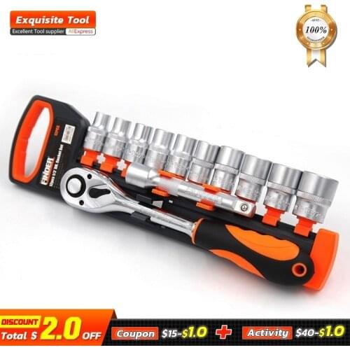 FINDER 12PCS Sleeve Ratchet Bionic Socket Hexagon Car Wrench Spanner Set Automobile Hardware Tool Garage Hand Tools For Auto