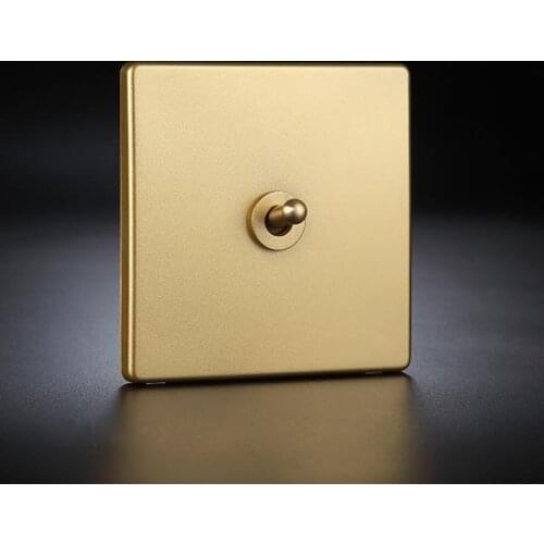 High Quality 86 Type Retro Champagne Gold Wall Lamp Brass Toggle Switch 1-4 Gang 2 Way Single Dual Control Light Switch 10A 220V