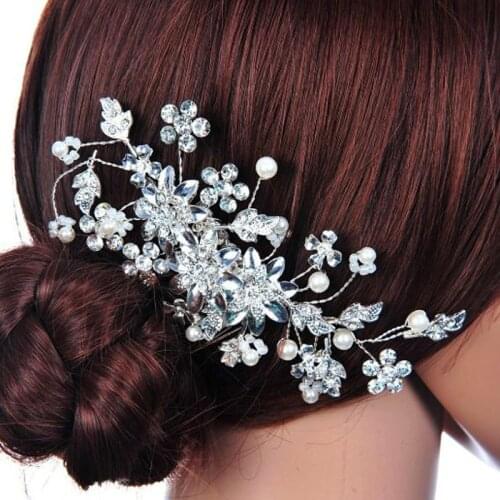 New Wedding Hair Comb Sparkling Silver Plated Crystal Pearl Bridal Hair Comb Hair Jewelry Hair Accessories For Women Ornaments