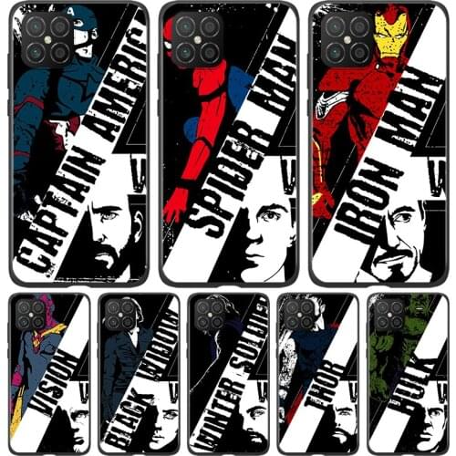 Silicone Cover Avengers Marvel superhero For Huawei Nova 8 7i 6 5T 5i 5Z 4E 3i 3e 2i SE PRO Lite 4G 5G Black Phone Case