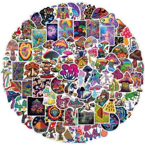 10/50/100PCS Cartoon Psychedelic Mushroom Sticker Cute Color Magic Plant Funny Anime Stickers Phone Laptop Stickers Decals