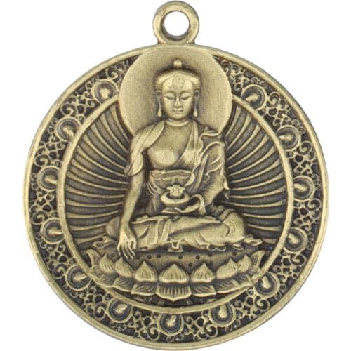 Tibetan Buddhist Amulet and Magic Vessel Brass Necklace Pendant of Ludu Mothers Heart Curse Buddha Brand