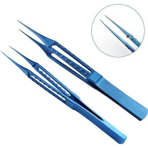 Titanium Straight Tying tweezer ophthalmic Forcep teethless /teeth 115mm long eye instrument