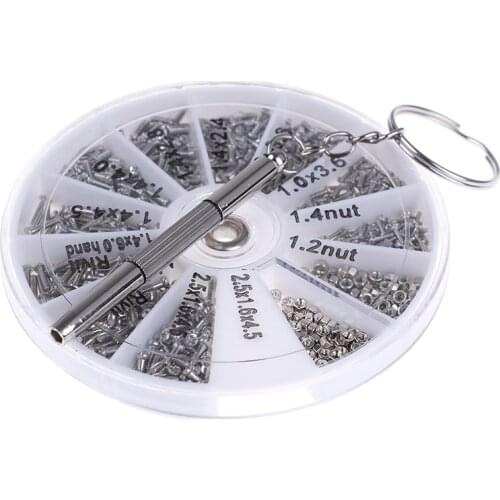 600pcs/set Universal Micro Glasses Sunglass Watch Spectacles Screws Nuts Screwdriver Repair Kits Tool Box