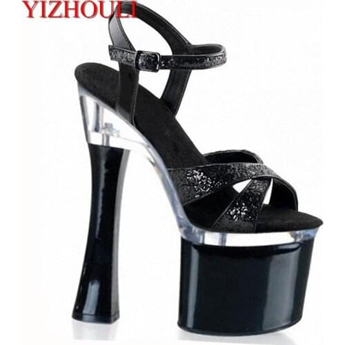 Gorgeous silver glitter heels platform pole dancing shoes 18cm high heels Dance Shoes women wedding shoes