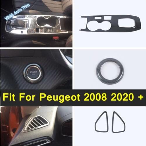 Air Condition Outlet Vent / Engine Ignition Start Stop Ring Case / Stalls Gear Shift Box Cover Trim For Peugeot 2008 2020 2021