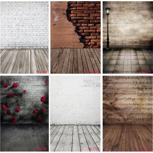 Vinyl Custom Photography Backdrops Vintage Brick Wall Wooden Floor Theme Photo Background Studio Prop 2157 YXFL-74