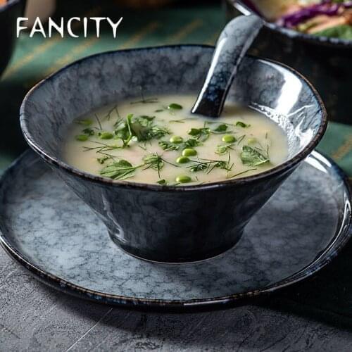 FANCITY Japanese Ramen Bowl, Marbled Noodle Bowl, Soup Bowl, Noodle Bowl, Household Large Bowl