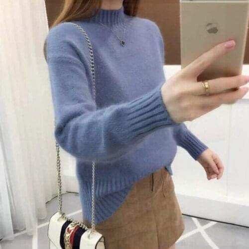 Womens Sweater Loose Pullovers Sweaters Solid Color Thread Knit Sweater Woman Winter 2019 Plus Size