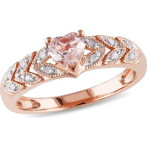 Female Cute Heart Stone Ring Luxury Crystal White Zircon Leaf Ring Classic Rose Gold Engagement Rings For Women Wedding Jewelry