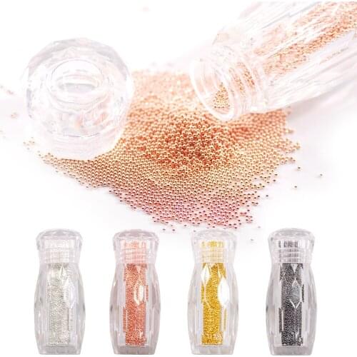 0.8 1.0mm 20g/bottle Gold/Silver/RoseGold Micro Steel Beads Ball For Nail Art 3D Tips UV Gel Polish Manicure Jewelry Bead