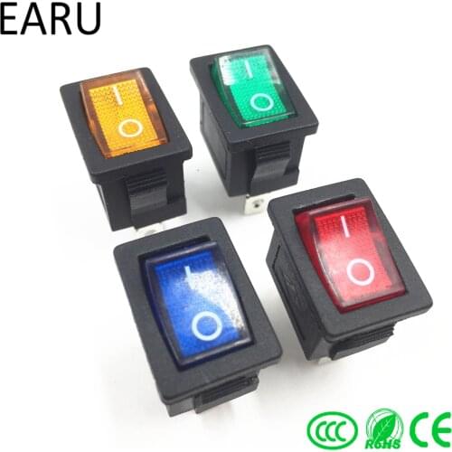 1pc DIY Locking KCD1 Red Blue Yellow Green Button On-Off 3Pin DPST Boat Car Rocker Switch 6A/10A 250V/125VAC Push Button Switch