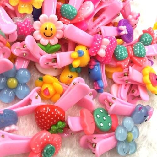 10pcs/lot Mix Pink barrettes for children baby girls ribbon hair clip headwear