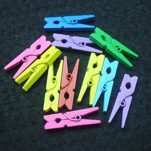 100pcs colored wooden clasps wood clips size 30mm length mix colors by randoms for rooms cleans or other functions best wholesa