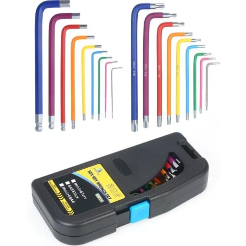 18PCS Multicolour L-Key Set Metric Star Long Arm Ball End Hex Key Set Chrome Vanadium Steel Industrial Grade Allen Wrench Set