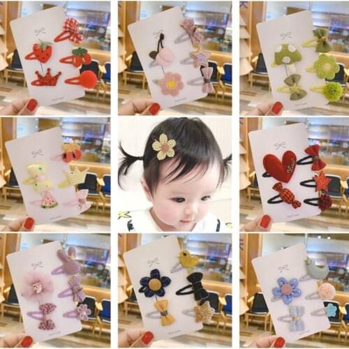 5set/lot New Fashion Kids BB Clip Girl Cute Cartoon Hair Clips Bow Hairpins Set Headwear Gifts Girls Hair Accessories