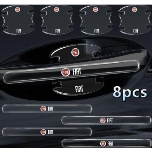 8pcs Car Door Handle Transparent Emblem Anti-Collision Sticker For FIATs 500 Ducato Punto Tipo Grande Panda Bravo Croma 595