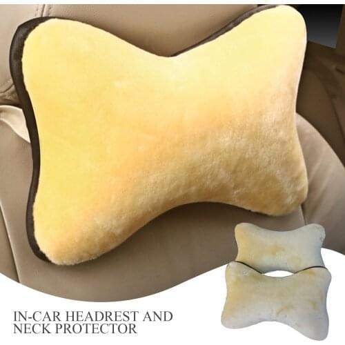 2 Pcs Car Neck Pillows Artificial Plush Single Headrest Car Pillow For Head Keep Warm Fit For Most Cars Filled Fiber Universal