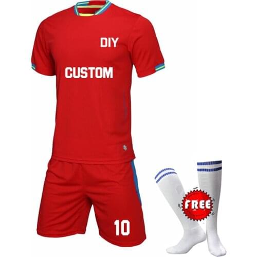 Free Socks Men Survetement Football Jerseys Sport Kit Soccer Jersey Sets Skin Tight Tennis Shirts Shorts Uniforms Suit Custom