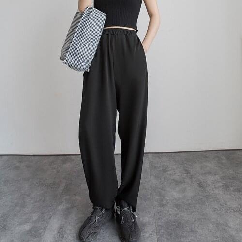 New Arrival Fashion Spring Korean Style Long Pants Women Comfortable Casual Elastic Waist Basic High Waist Loose Dancing Pants