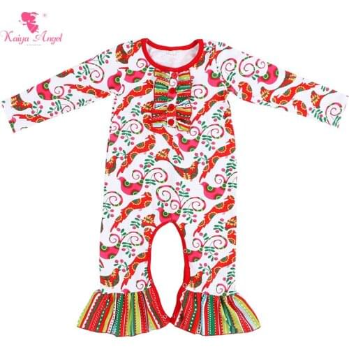 Kaiya Angel Hot Factory wholesale Baby Rompers Newborn Fall Winter Long Sleeve Cotton Red magpie Infant Children Sets Jumpsuits