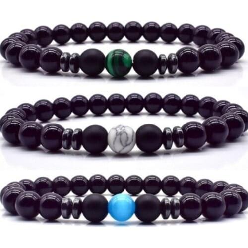 Purple 8mm bohemian multicolor Agate beads Chakra Reiki Buddha Yoga Bracelet elastic adjustable Volcanic Stone Bangles cghb23