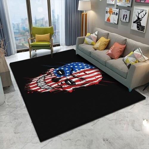 Tapetes De Sala Skull Carpet Flannel Anti-slip Area Carpet Mat Mat Dining Room Living Room Soft Bedroom Decorative Carpet