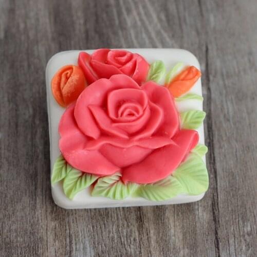 DIY Soap Mold Square with Rose Silicone Mould Handmade Wedding Decoration Tool