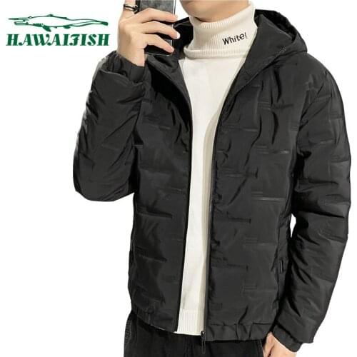 Hawaifish brand padded jacket men Winter 2021 new Korean trend hooded parka male fashion casual Streetwear Hip Hop mens wear