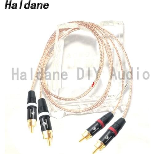 Haldane Pair Hi-End Single Crystal Copper Silver Mixed 2RCA Male to 2 RCA Female Cable Dual RCA Interconnect Audio Cable