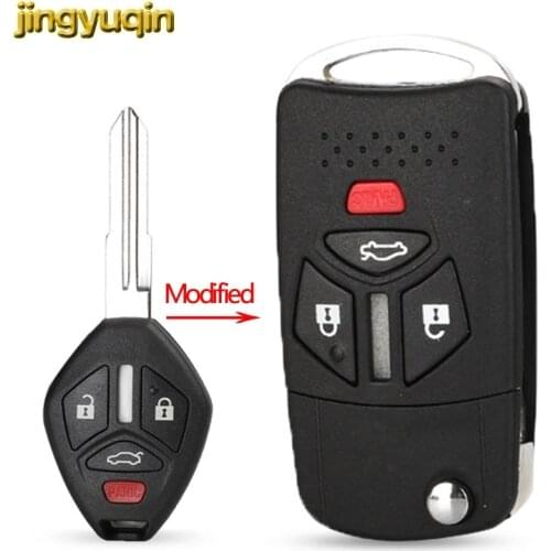 Jingyuqin Modified Remote Flip Car Key Shell Fob Fit For Mitsubishi Galant Eclipse Lancer 3/4 Buttons Folding Key Fob Case