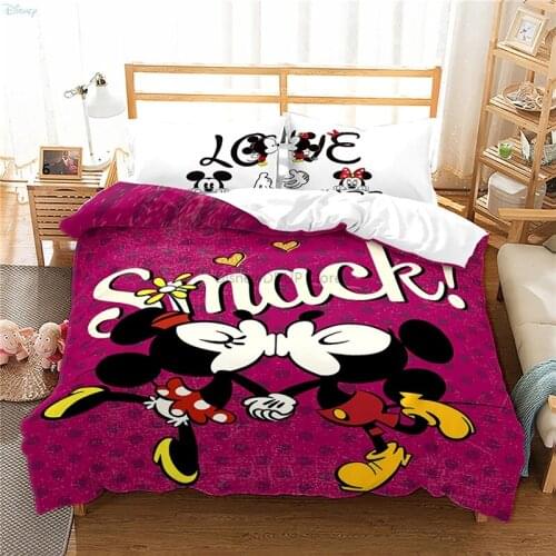 New Design Mickey Mouse Minnie Mouse Lovers Duvet Cover Set Pillowcase 3d Bedding Sets Twin Full Queen King Size for Bedroom