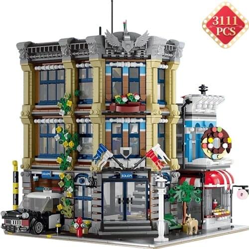 Creator Expert Police Station Building Blocks Moc Architecture Street View Bricks Educational Toys for Boys Birthday Gifts