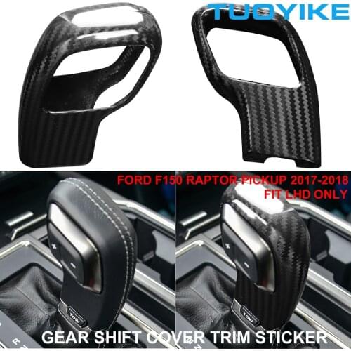 LHD Car Styling Real Carbon Fiber Central Console Gear Shift Knob Cover Panel Trim Sticker For FORD F150 Raptor Pickup 2017-18