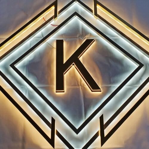 Brushed acrylic cut letters edge lit 3D light up aluminum stainless steel signs for store front standoff the wall office signs