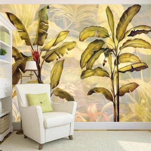 Milofi Southeast Asian style banana leaf custom large bedroom living room TV background decoration painting