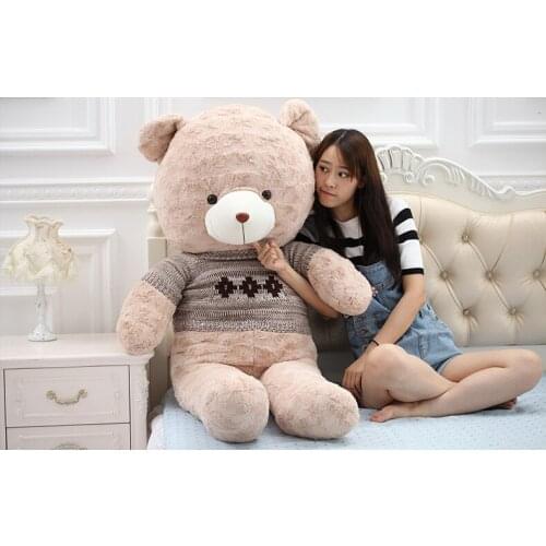 Stuffed toy huge 140cm teddy bear plush toy gray sweater bear creative soft doll sleeping pillow Christmas gift b1291