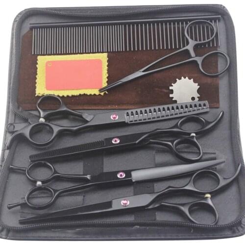 Pet Grooming Scissors Set Professional Dog Shears Hair Cutting Thinning Curved Scissors