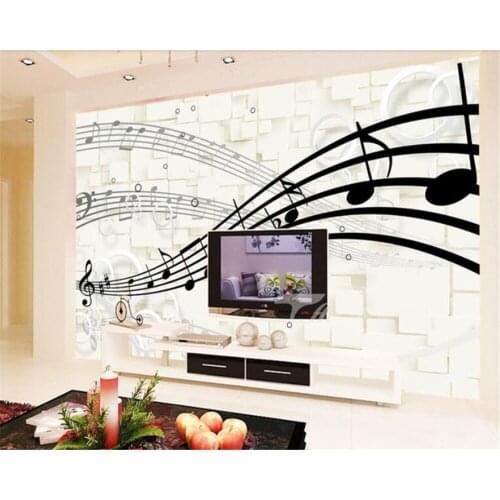 Custom wall papers home decor Classic Stylish 3D Musical Note Wallpaper Mural Home Decor Living Room Wall papel de parede 3d
