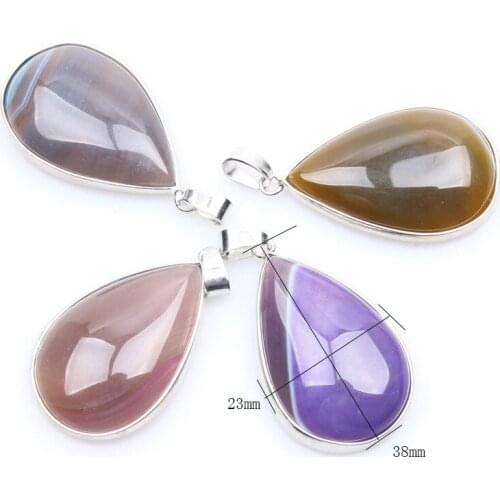 Natural Stone Bead Water Drop-shaped High-quality Pendant Metal Edging Jewelry Making DIY Necklace Sweater Chain Accessories