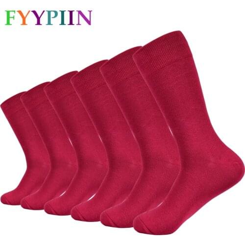 Mens Socks Solid Color Combed Cotton Socks Red Long Fashion Paired Casual Socks Men