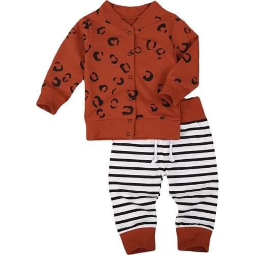 New Spring Autumn Baby Boys Girls Cotton Clothes Infant Shirt Toddler Children Coat Stripe Pants 2Pcs/Sets Kid Tracksuits