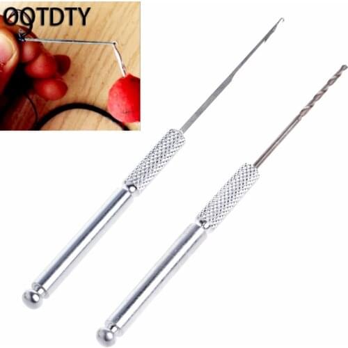 OOTDTY 2Pcs Carp Fishing Fish Bait Tool Set Making Rigs Drill Hook Crochet Needle Tackle