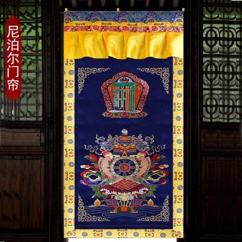 Wholesale 180CM LARGE Greco-Buddhist Nepal Tibet Buddhism ART Kalachakra Auspicious Embroidery Tapestry Door curtain talisman