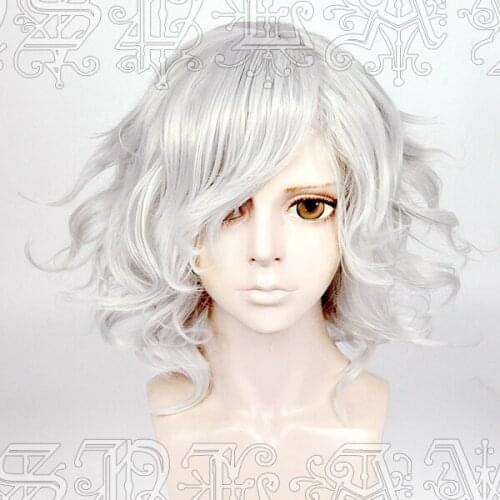 Anime Fate Grand Order FGO Edmond Dantes Cosplay Wigs Silvery Heat Resistant Curly Synthetic Hair Wig + Wig Cap
