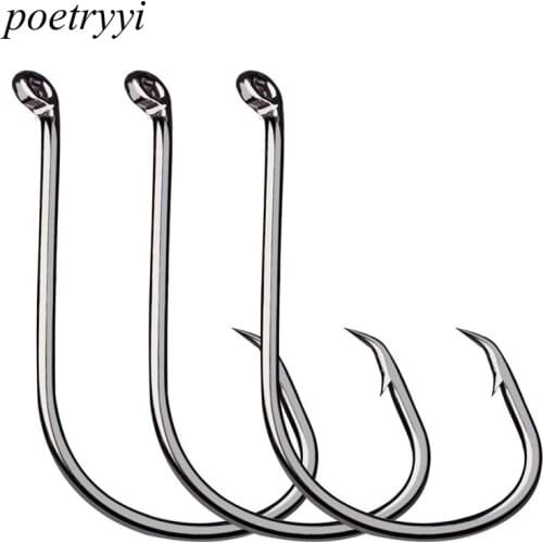 POETRYYI Fishhook 100PCS/Lot High Qulity Fishing Hook black Jig Big Hook Treble Hooks 1/0# 2/0# 3/0# 4/0# 5/0# 6/0# 7/0# 8/0