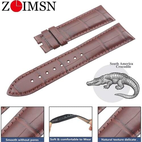 ZLIMSN Hand Made Genuine Crocodile Leather Replacement Watch Band For Vacheron Constantin Mens and Womens watches